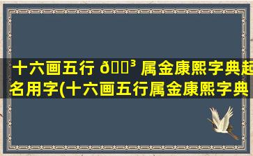 十六画五行 🌳 属金康熙字典起名用字(十六画五行属金康熙字典起名用 🕊 字好吗)